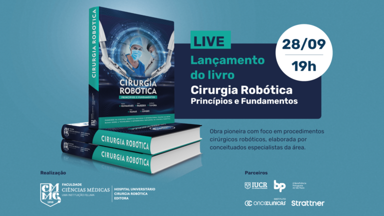 Na próxima terça-feira, dia 28 de setembro de 2021, será realizada a live de lançamento do Livro “Cirurgia Robótica – Princípios e Fundamentos”, obra pioneira e multidisciplinar com foco em procedimentos cirúrgicos robóticos, elaborada por conceituados especialistas da área que representa uma relevante inovação no segmento da saúde.