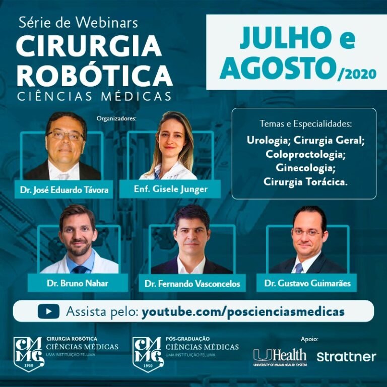 Médicos referência no Brasil e no exterior debatem, em Webinars, sobre os avanços da cirurgia robótica em especialidades como Urologia, Coloproctologia, Ginecologia, Cirurgia Torácica e Cirurgia Geral